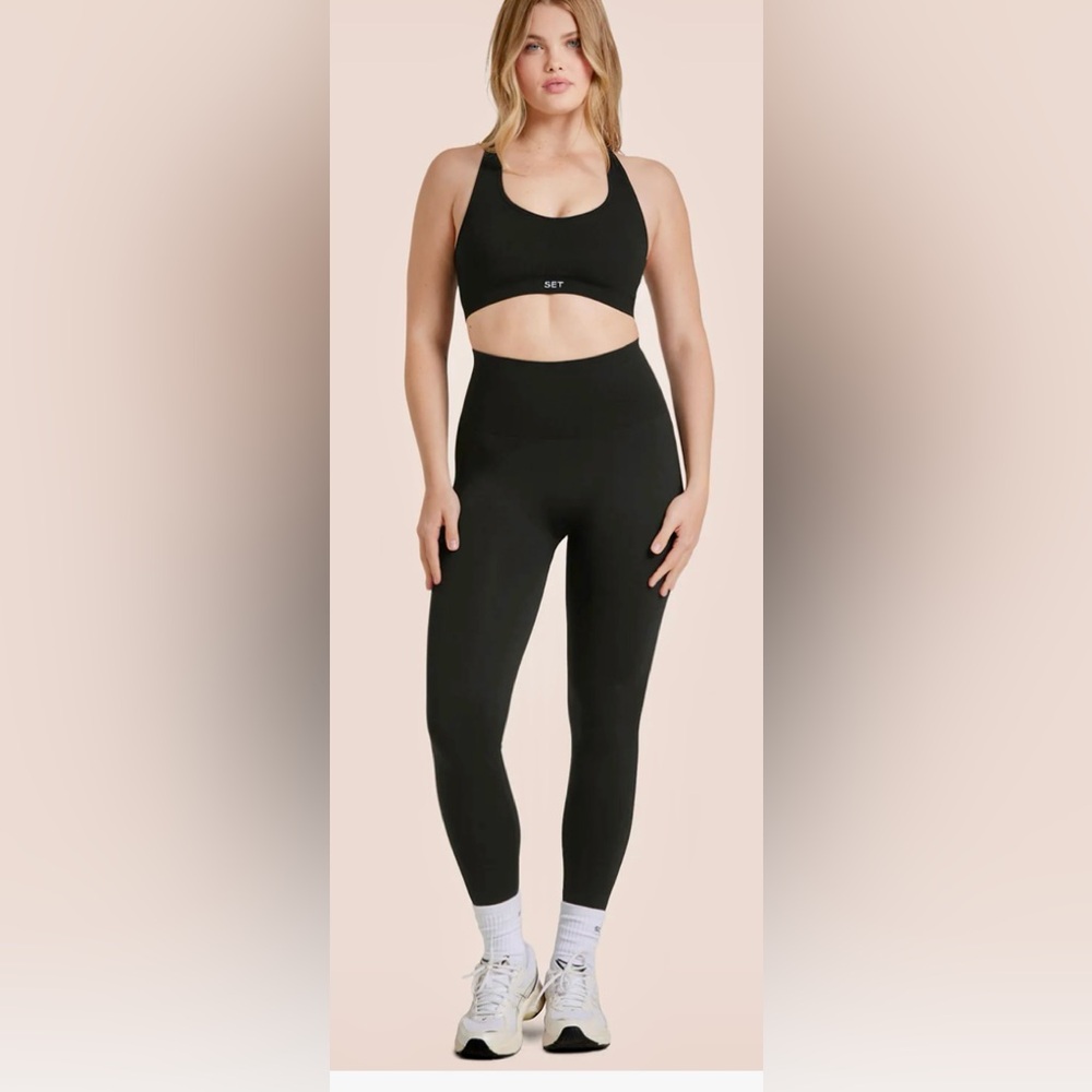 SET Active Black Seamless Leggings High Waist - Picture 2 of 6